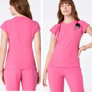 Rare Figs Bretten Slim Crewneck scrub Top F'ing Pink Limited Medium